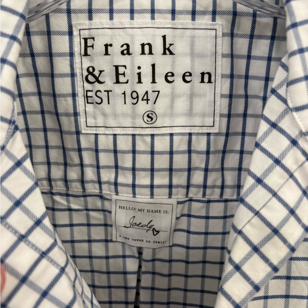 Frank & Eileen Joedy Boyfriend Cotton Button Up Shirt Blue White Size Small - Picture 6 of 11